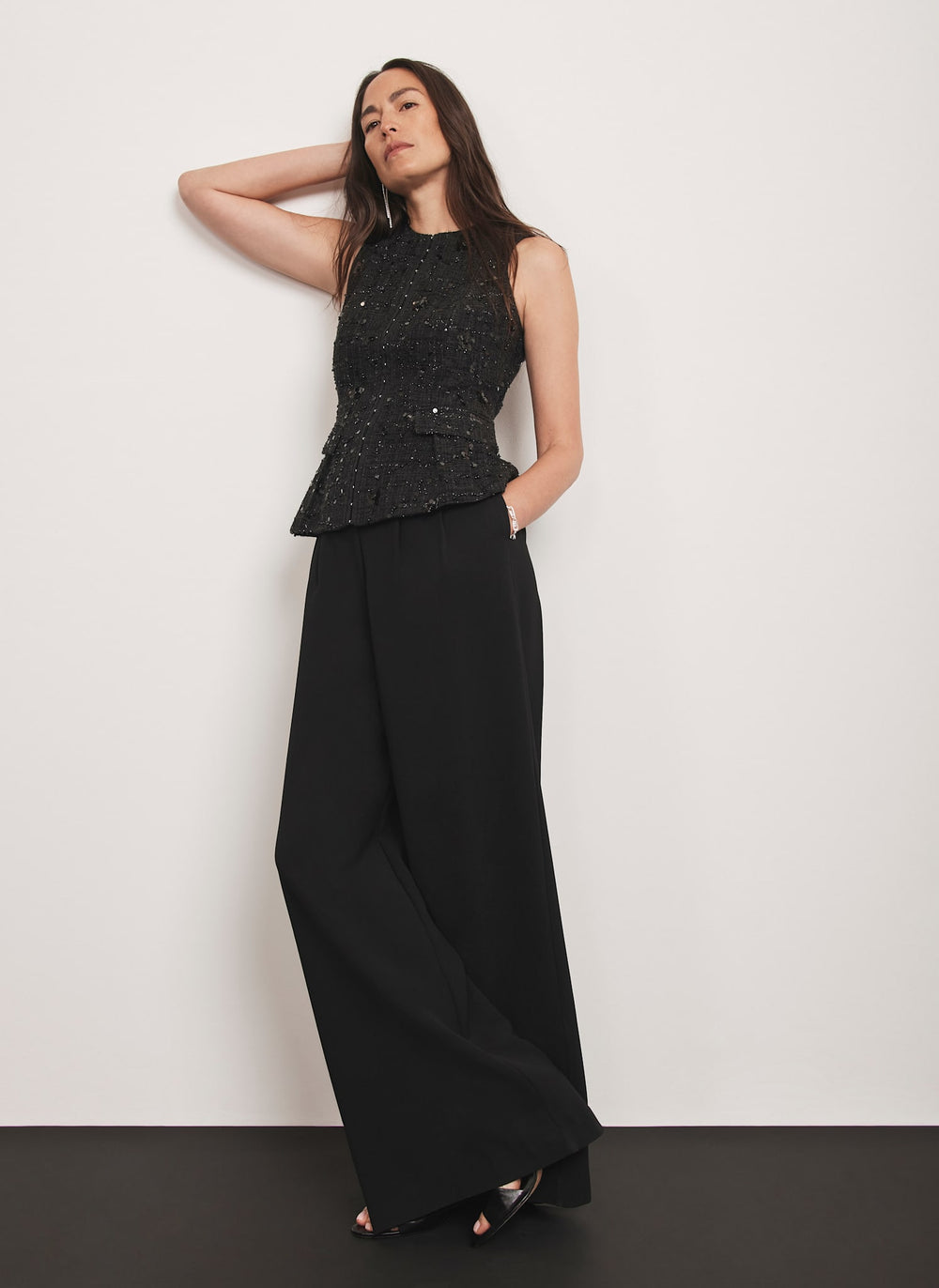 Black Embellished Backless Waistcoat