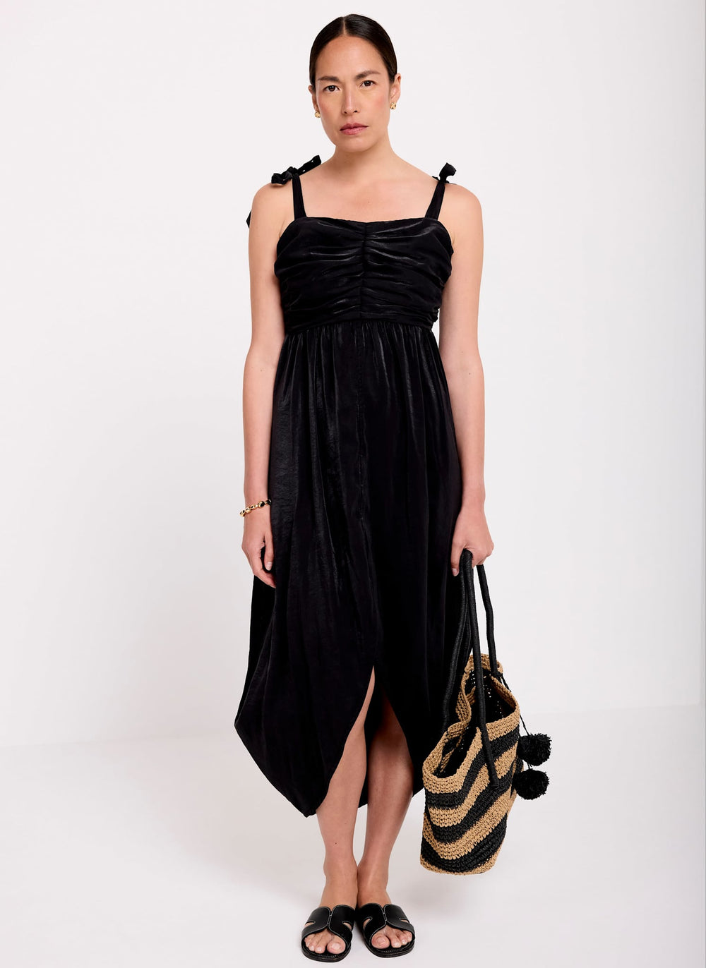 Black Tulip Wrap Midi Dress