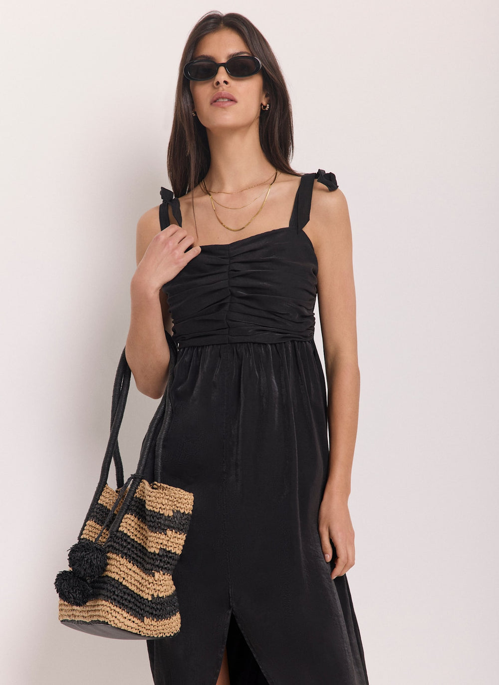 Black Tulip Wrap Midi Dress