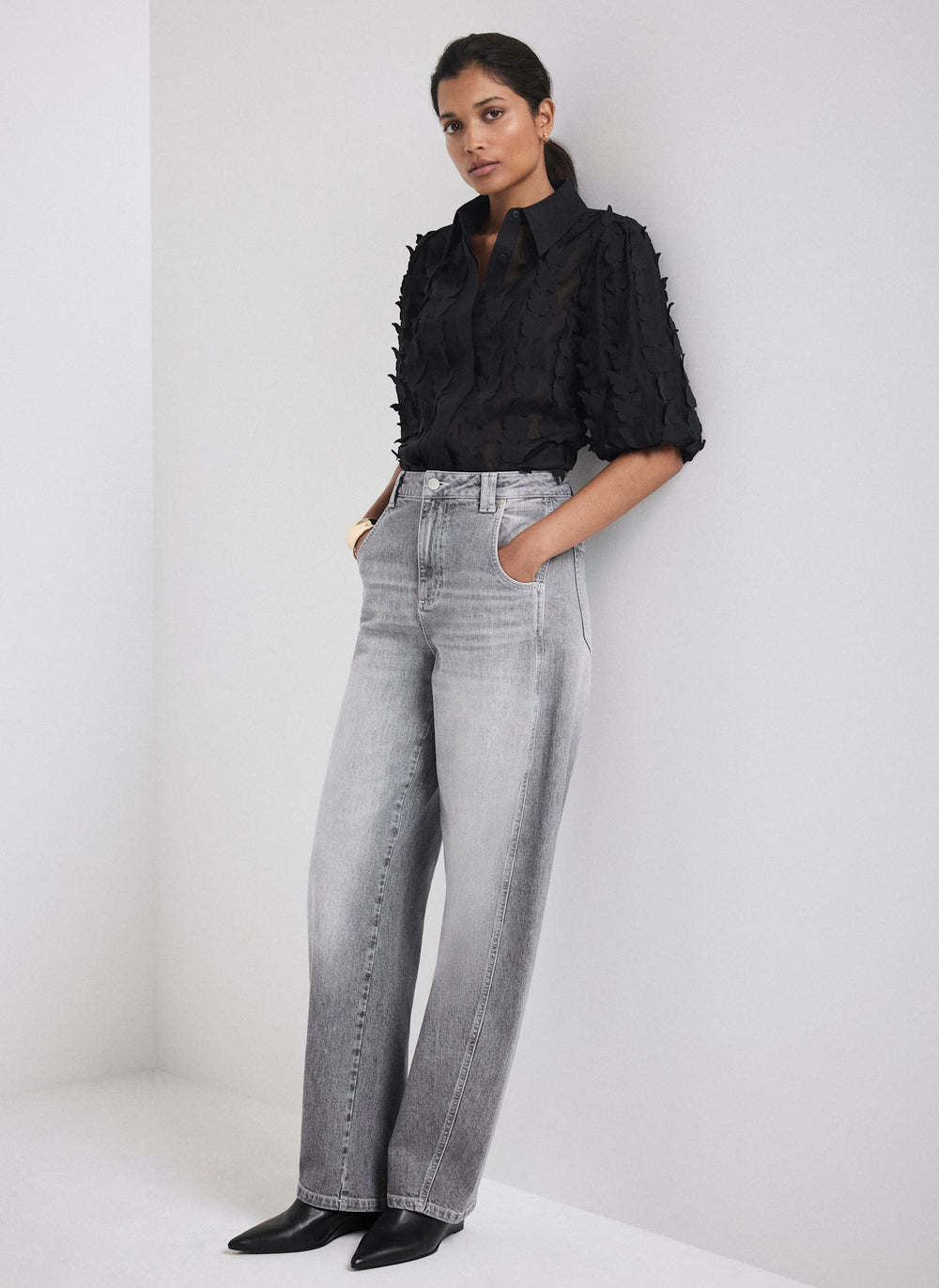Black Butterfly Applique Shirt