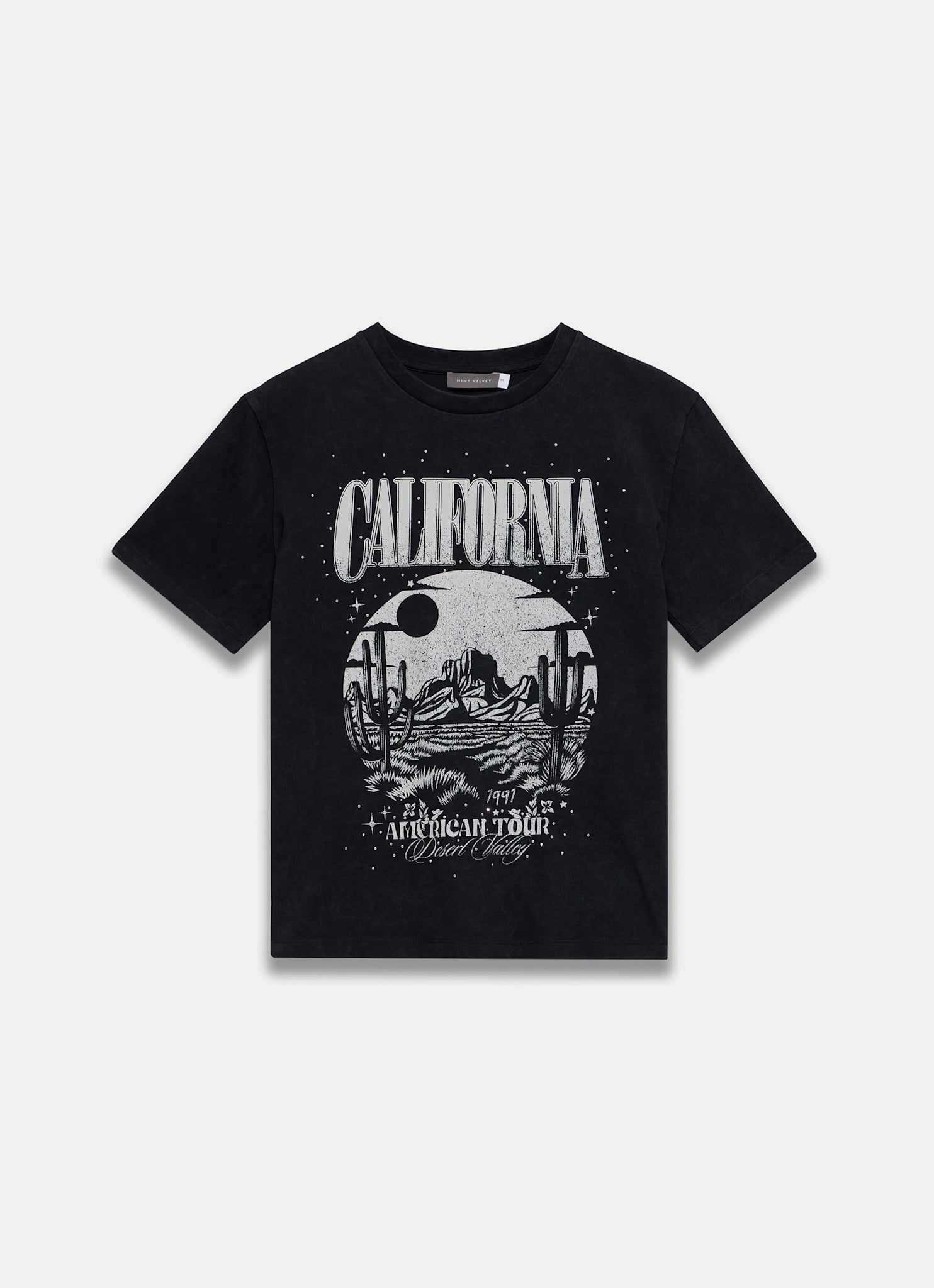 Black California Graphic Cotton T-Shirt – Mint Velvet