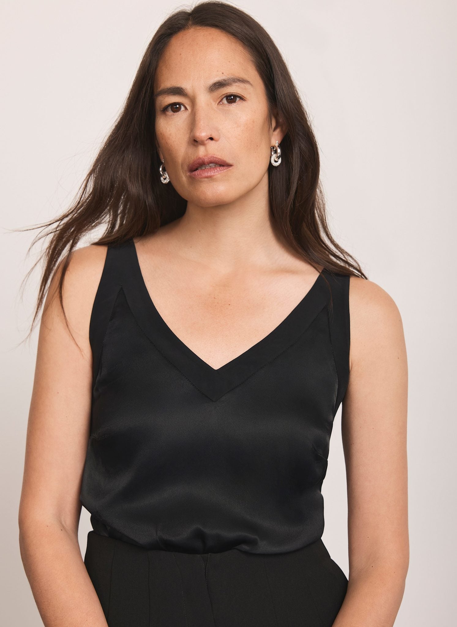 トップス CLANE VELOUR SHOULDER RIBBON CAMISOLE CLANE - VELOUR