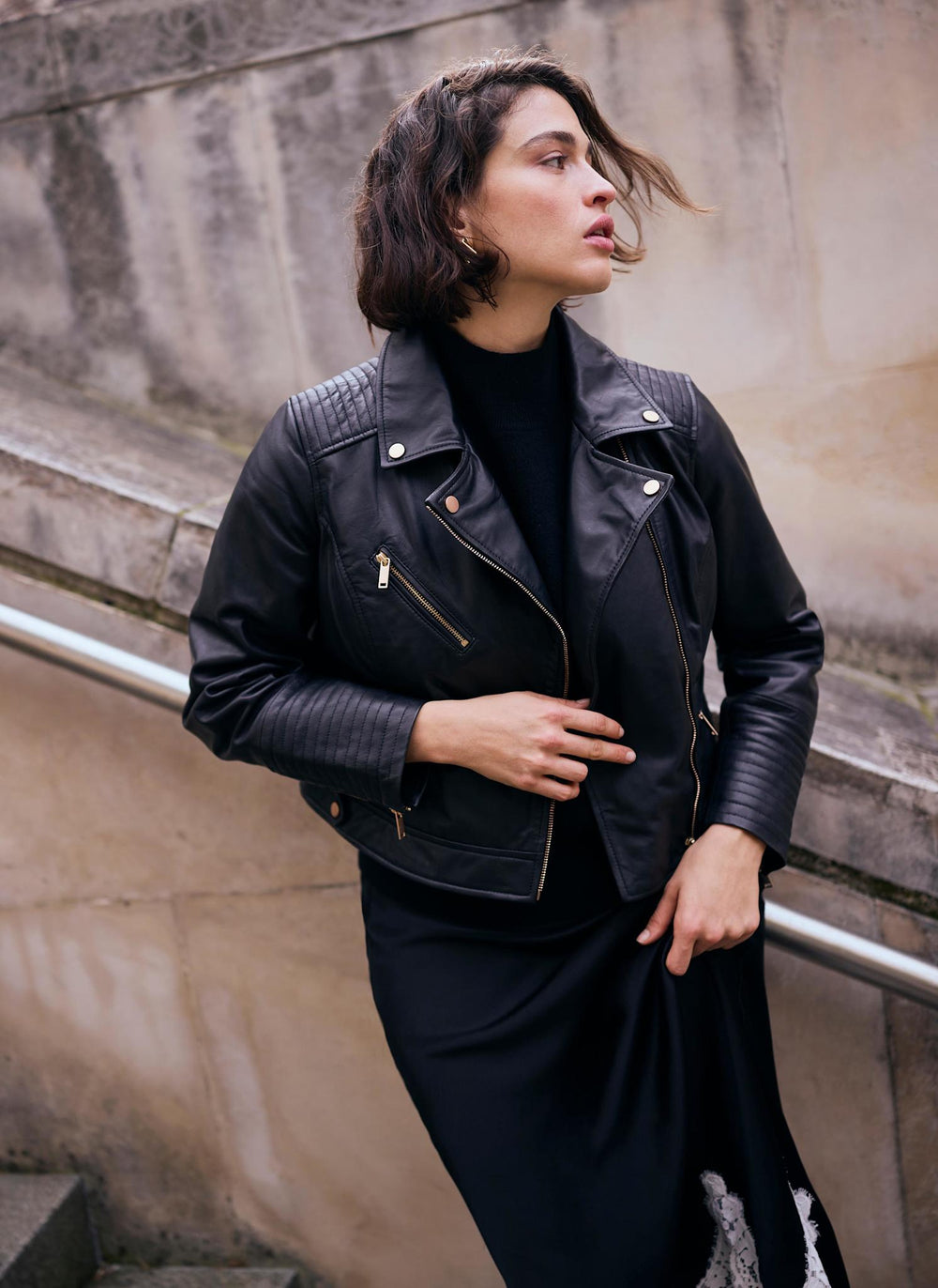 Black Casual Leather Jacket – Mint Velvet