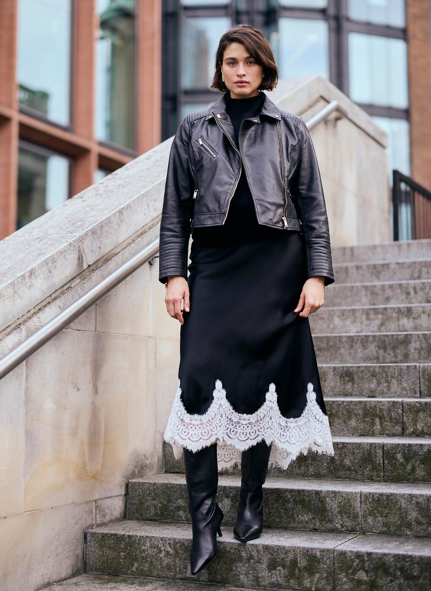 SUAVELE【LEATHER JACKET】【レザージャケット】black Slim-Fit Leather Jacket - Black - Holzweiler
