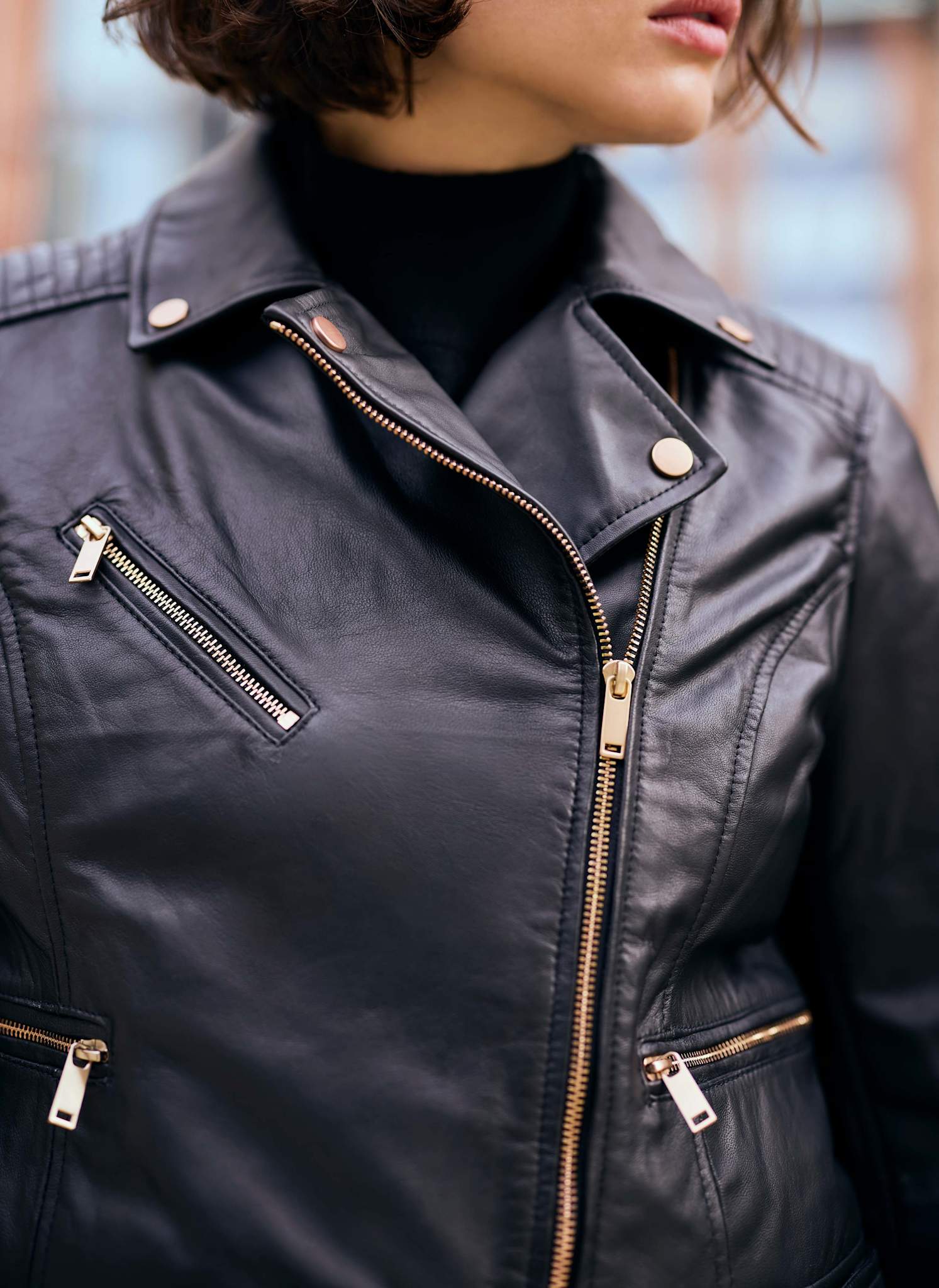 Black Casual Leather Jacket – Mint Velvet