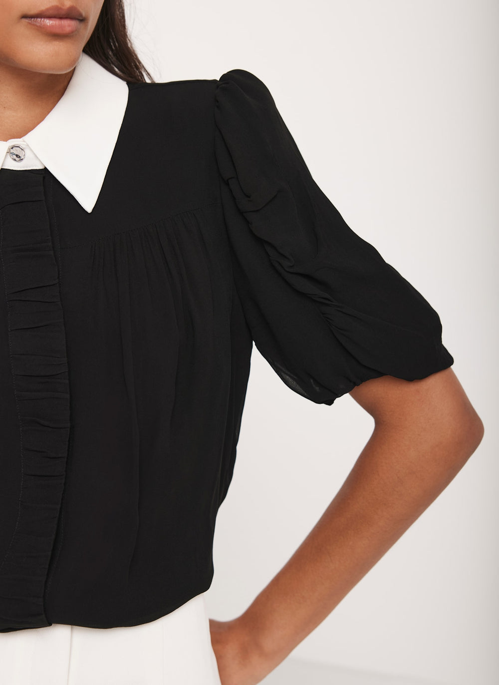 Black Contrast Collar Shirt