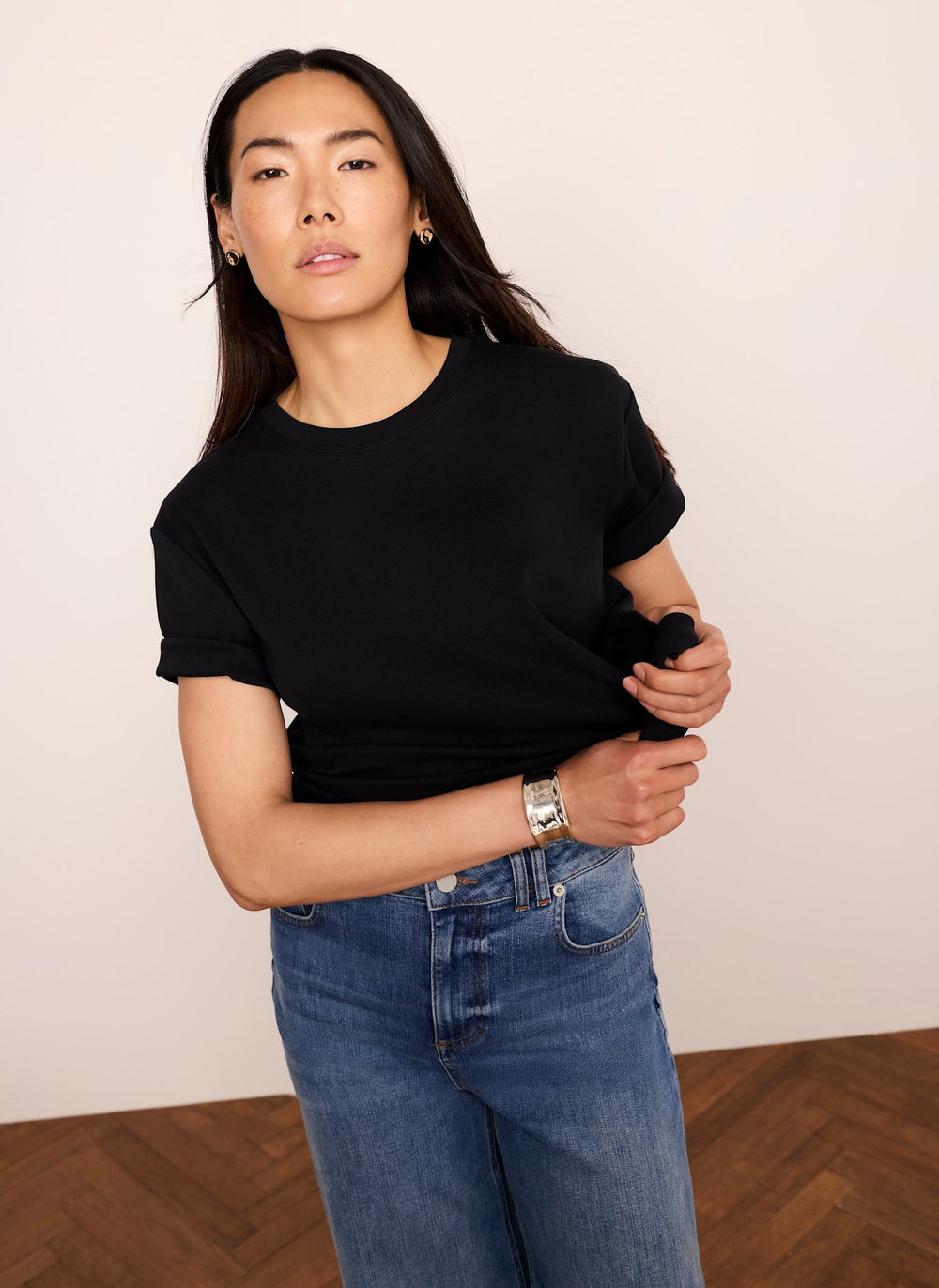 Black Cotton Slim Fit T-Shirt