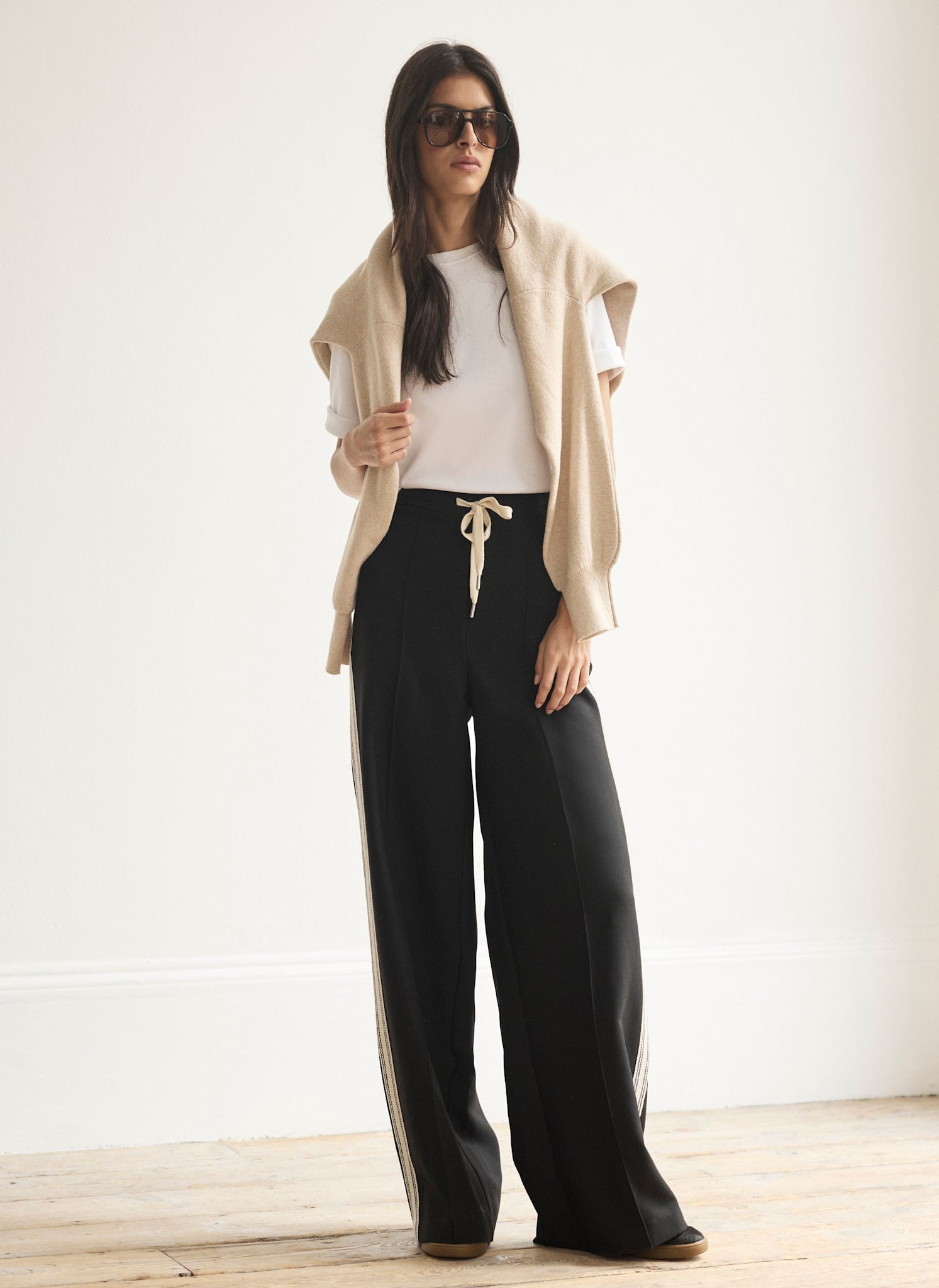 Black Crochet Side Stripe Wide Leg Trousers – Mint Velvet