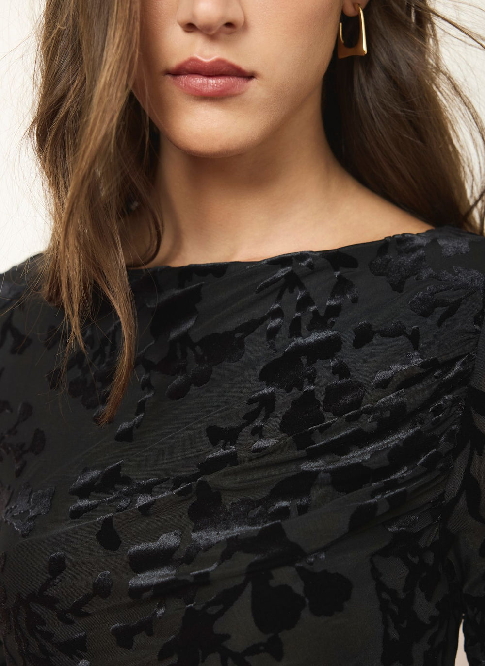 Black Floral Devoré Jersey Midi Dress