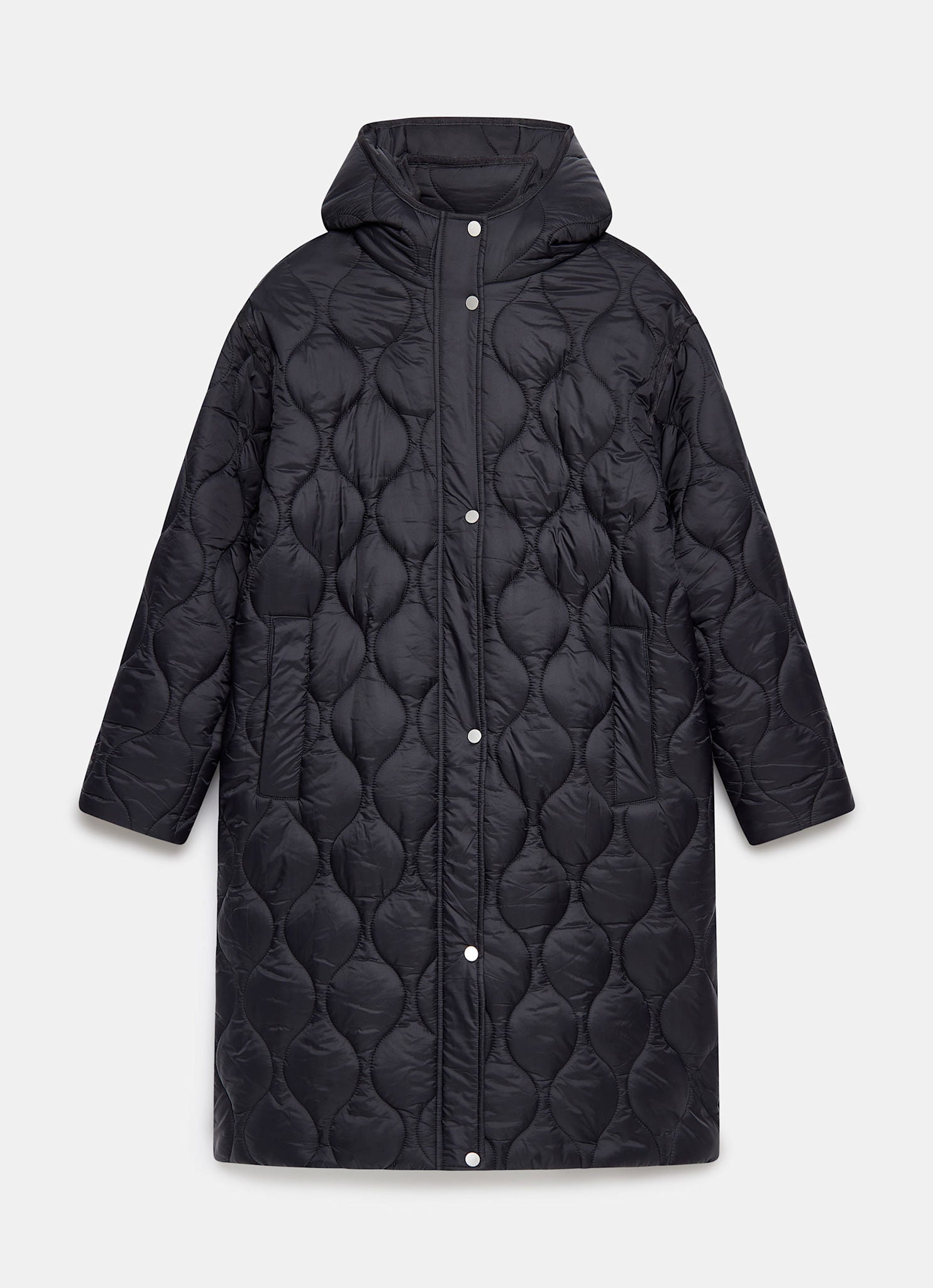 Black Double Layer Quilted Coat – Mint Velvet