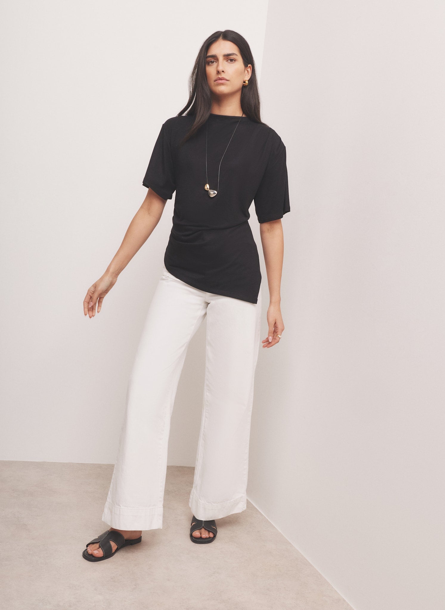 Black Draped Asymmetric Top – Mint Velvet