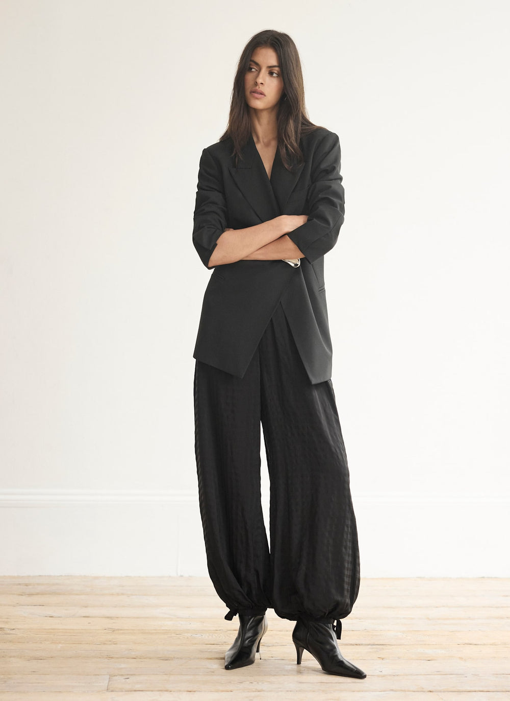 Black Checked Soft Balloon Trousers