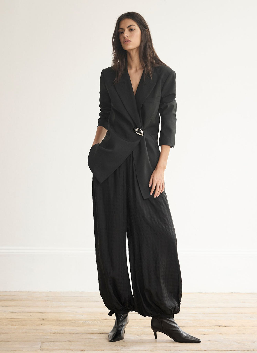 Black Checked Soft Balloon Trousers