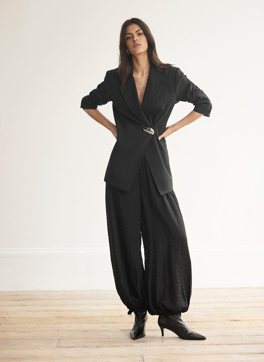Black Checked Soft Balloon Trousers