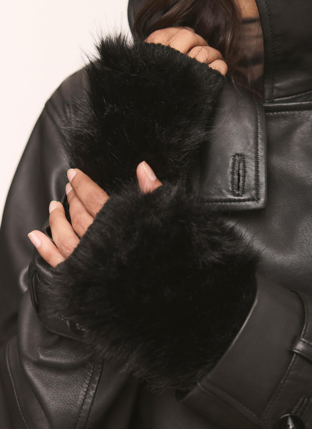 Black Faux Fur Fingerless Gloves