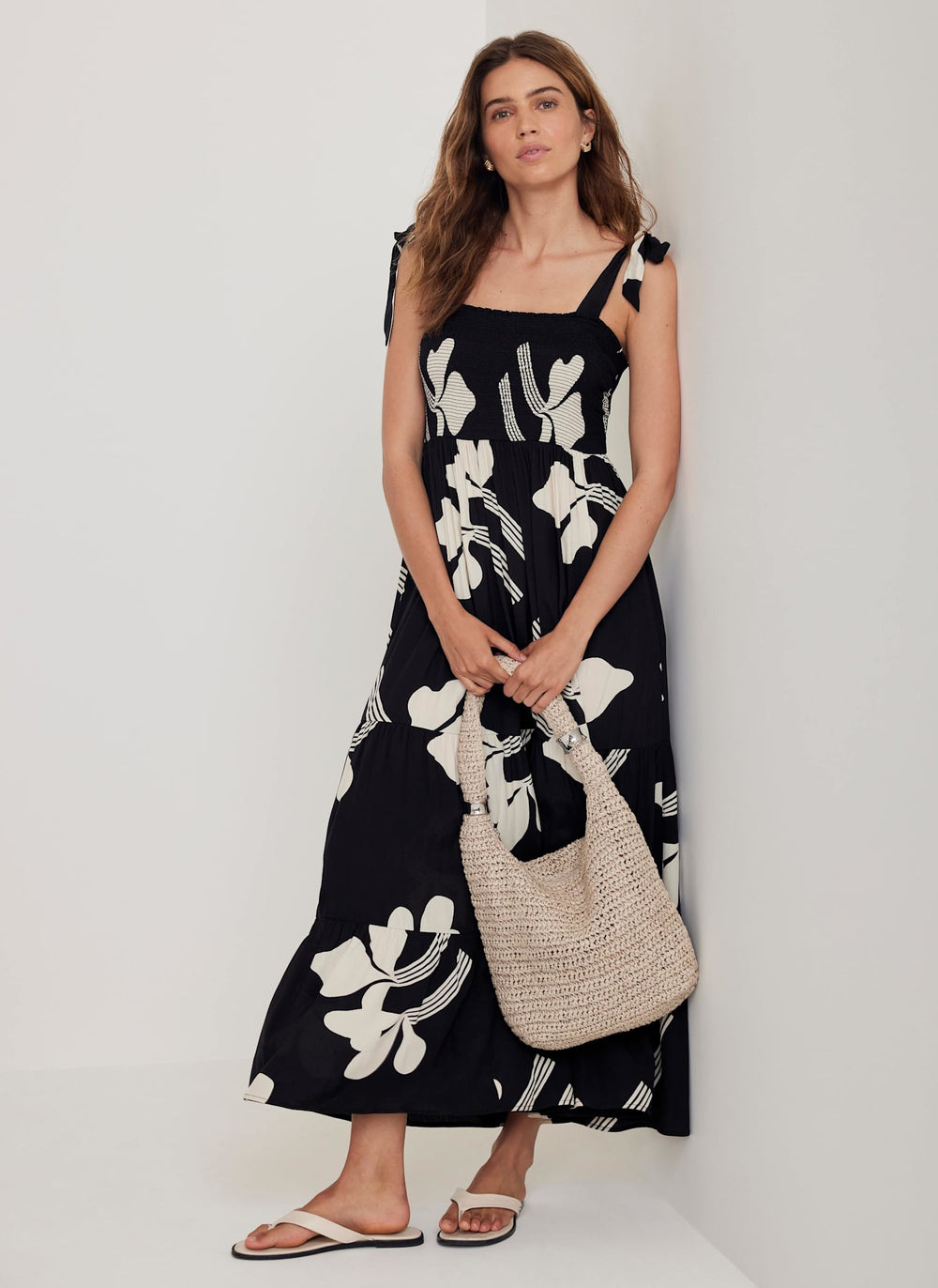 Black Floral Print Maxi Dress