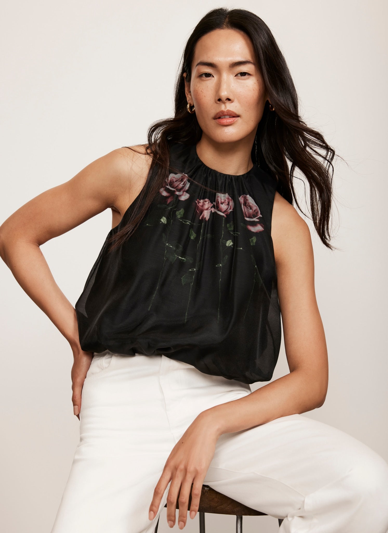 Black Floral Print Top – Mint Velvet