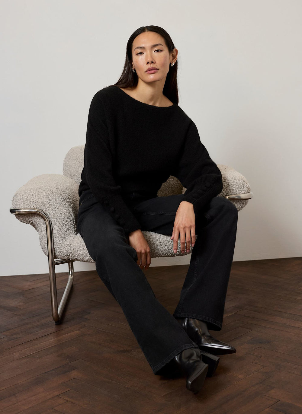 Black Batwing Sleeve Knit Jumper