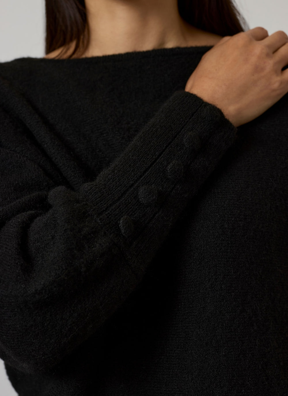 Black Batwing Sleeve Knit Jumper