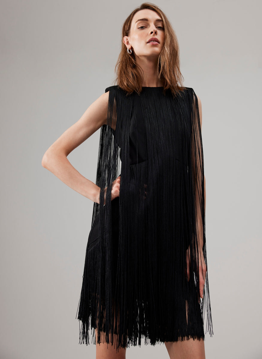 Black Fringe Mini Dress – Mint Velvet