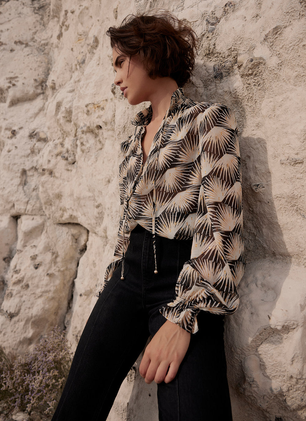 Black Geo Print Blouse – Mint Velvet