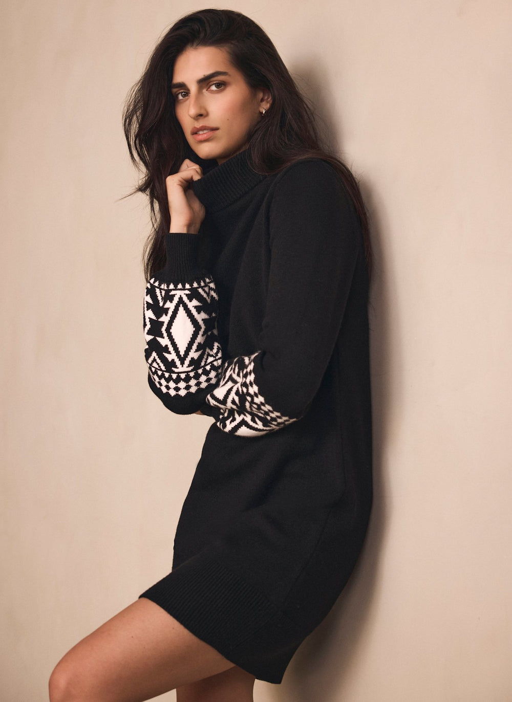 Black Graphic Sleeve Mini Dress