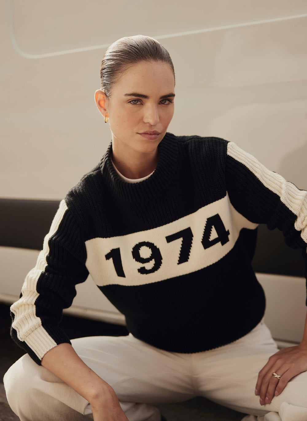 Black Cotton Blend Graphic Knit Jumper