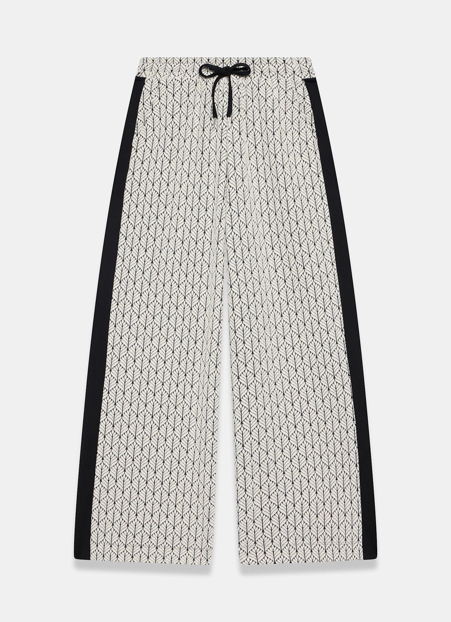 Black Jacquard Side Stripe Wide Trousers – Mint Velvet