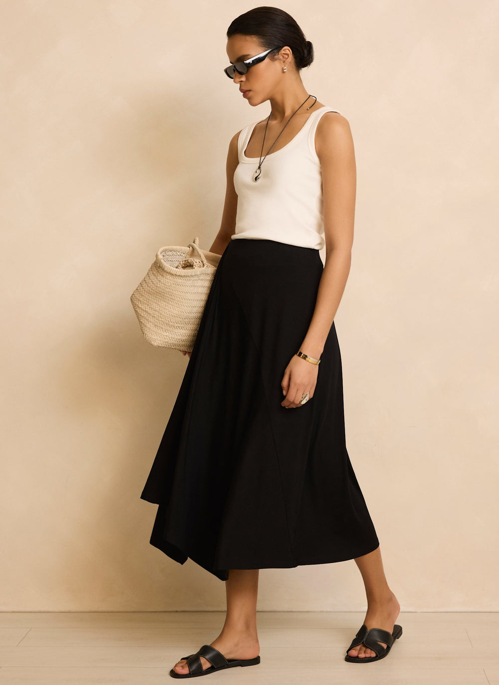 Black Jersey Asymmetric Skirt