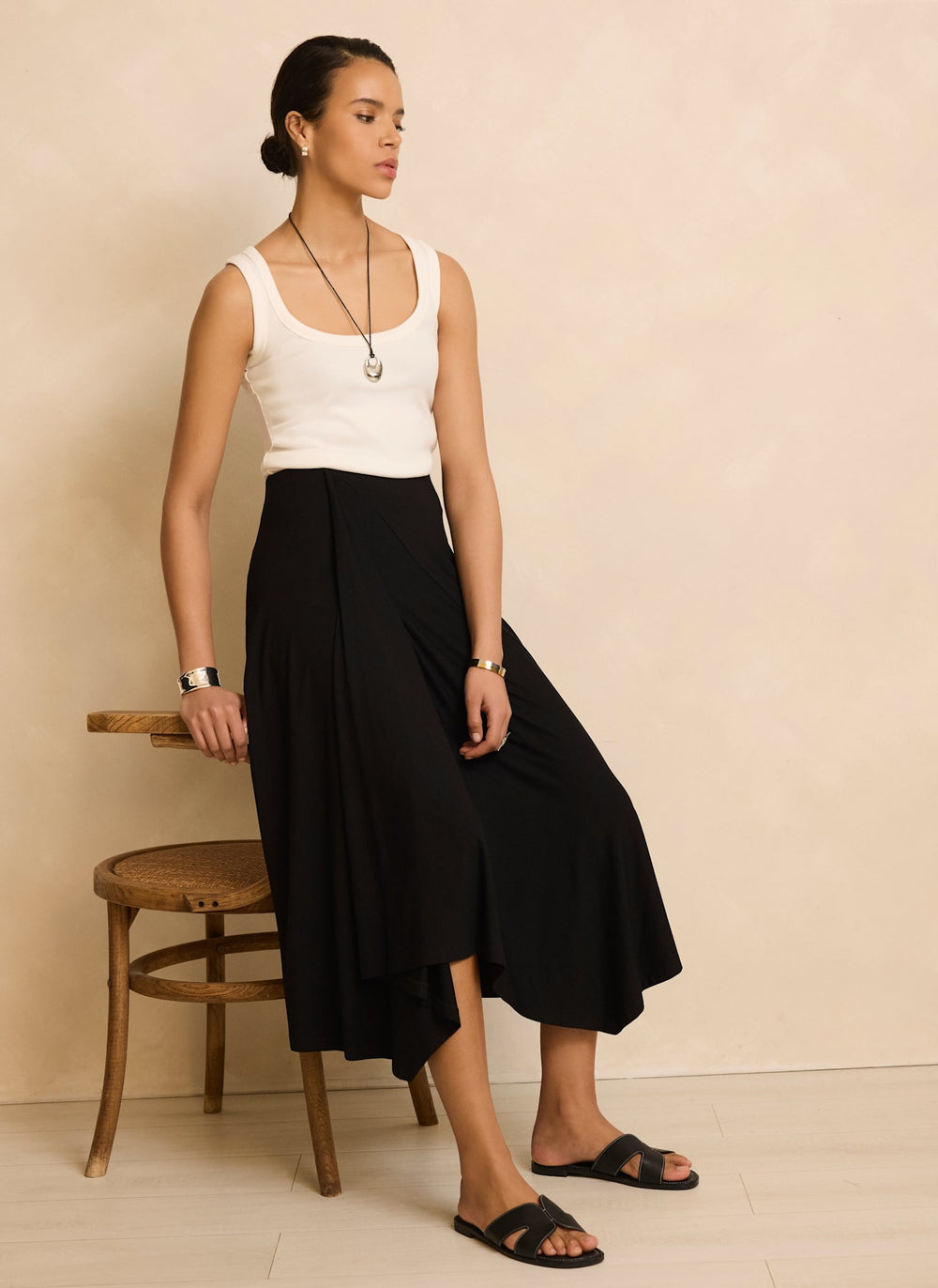 Black Jersey Asymmetric Skirt