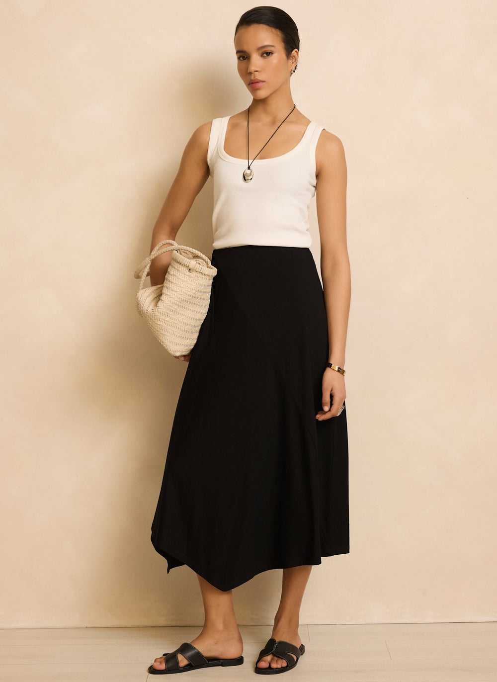 Black Jersey Asymmetric Skirt