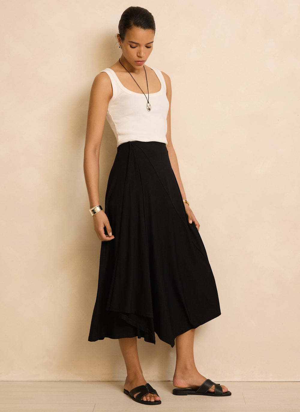 Black Jersey Asymmetric Skirt