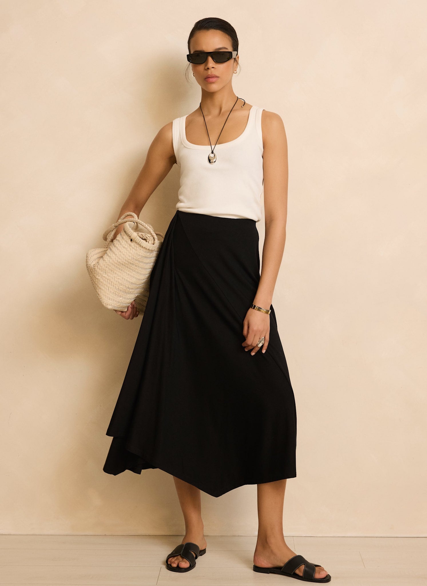 Black Jersey Asymmetric Skirt – Mint Velvet
