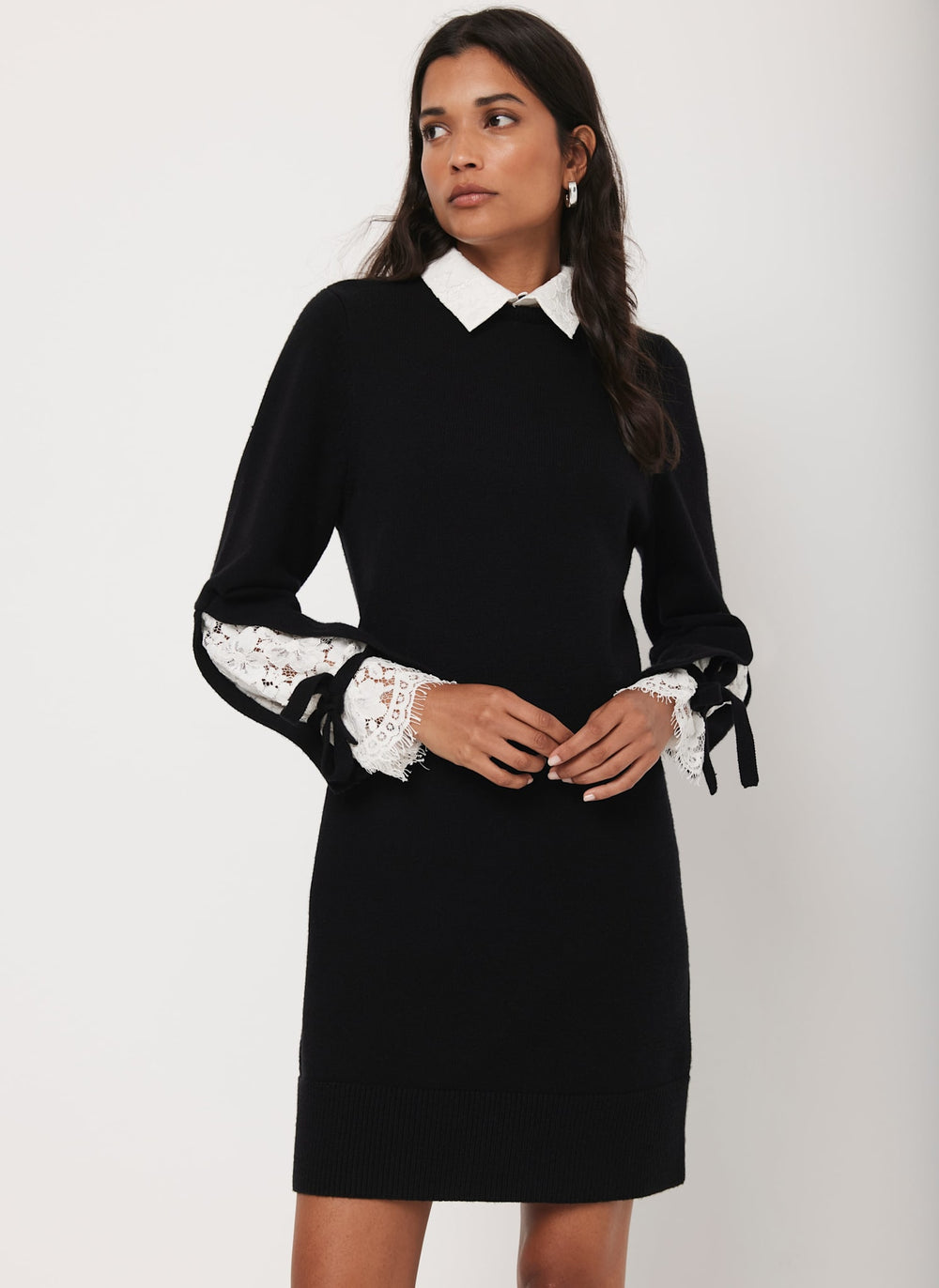 Black Lace Detail Mini Dress