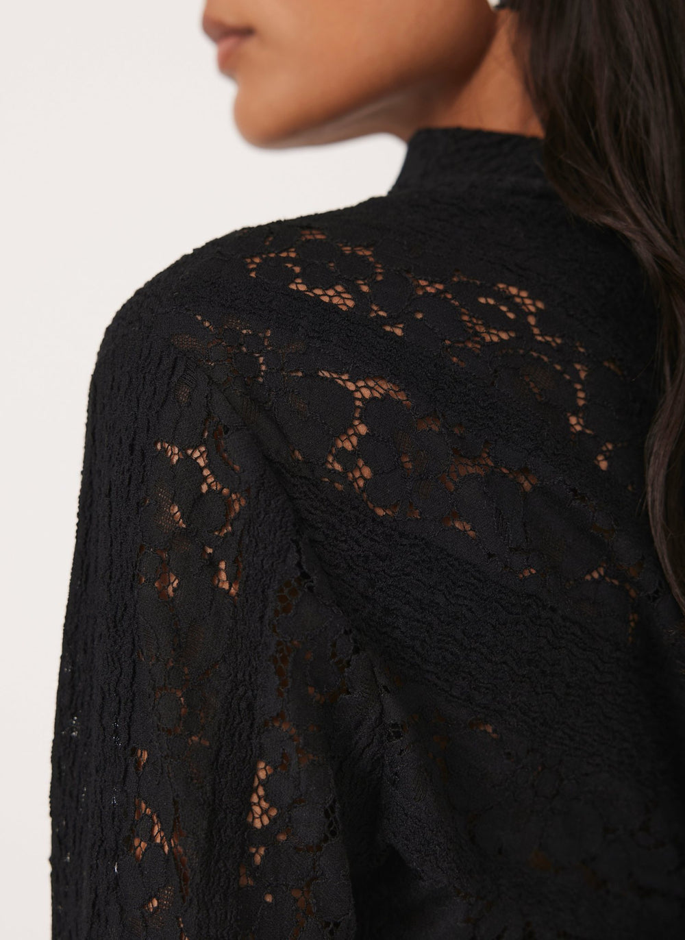 Black Lace High Neck Top
