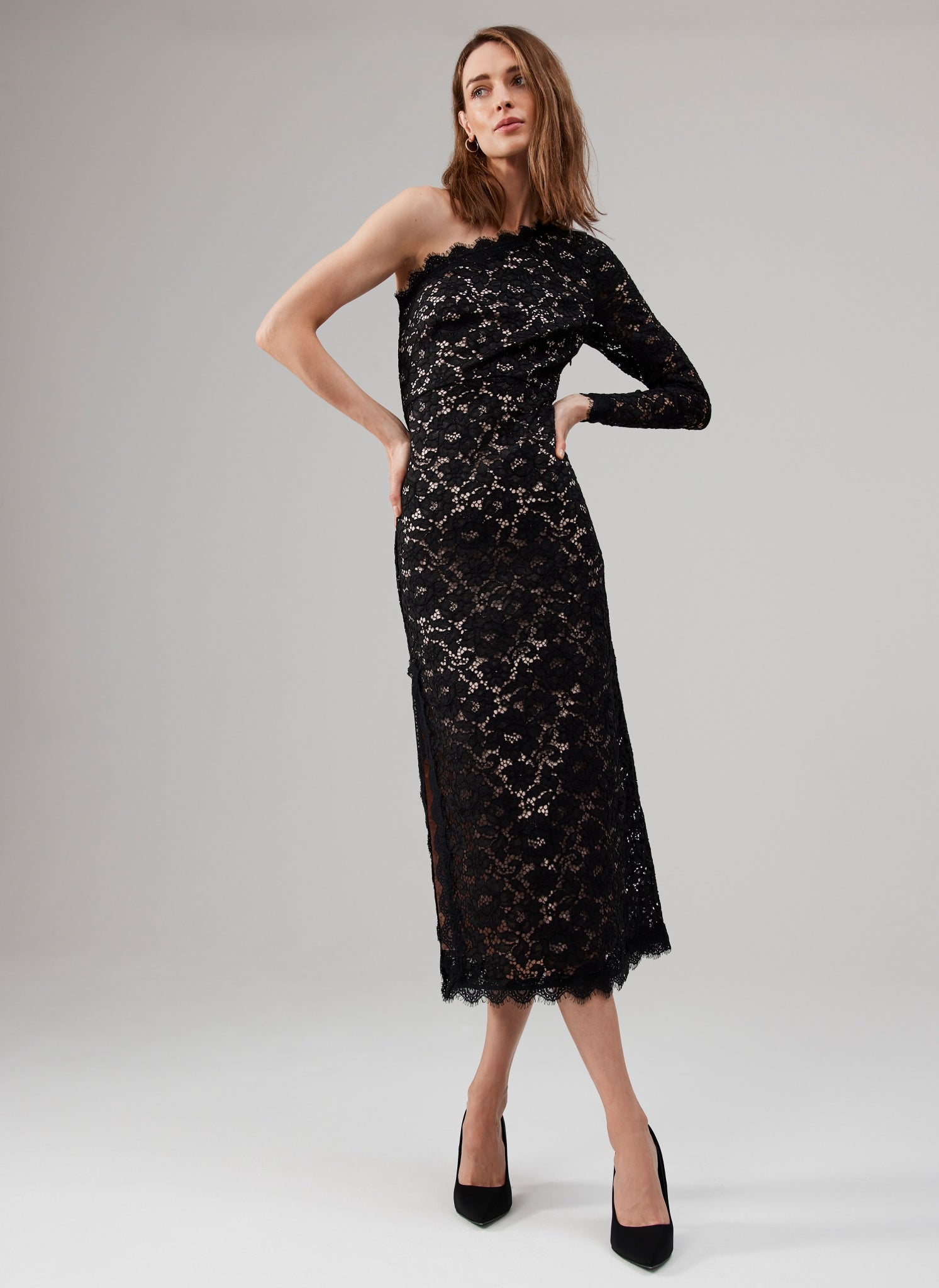 Black lace 2025 dress midi length