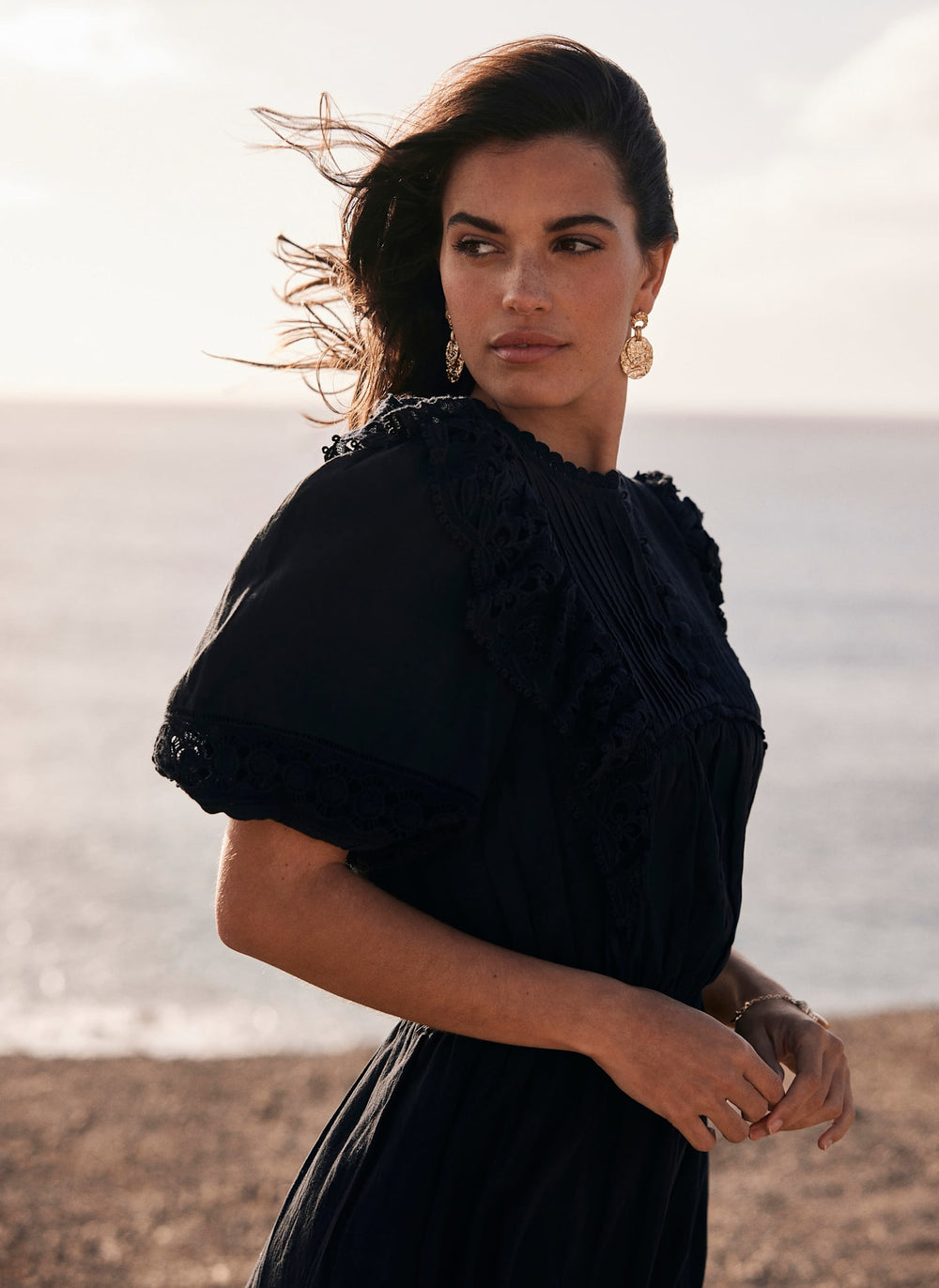 Black Lace Ruffle Mini Dress – Mint Velvet