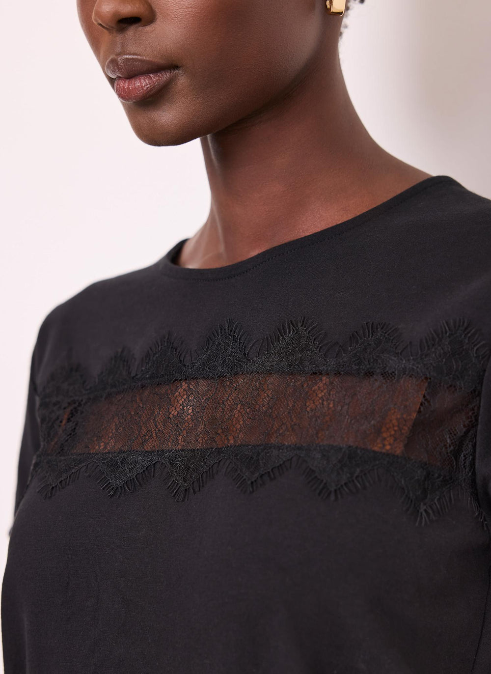 Black Lace Trim T-Shirt