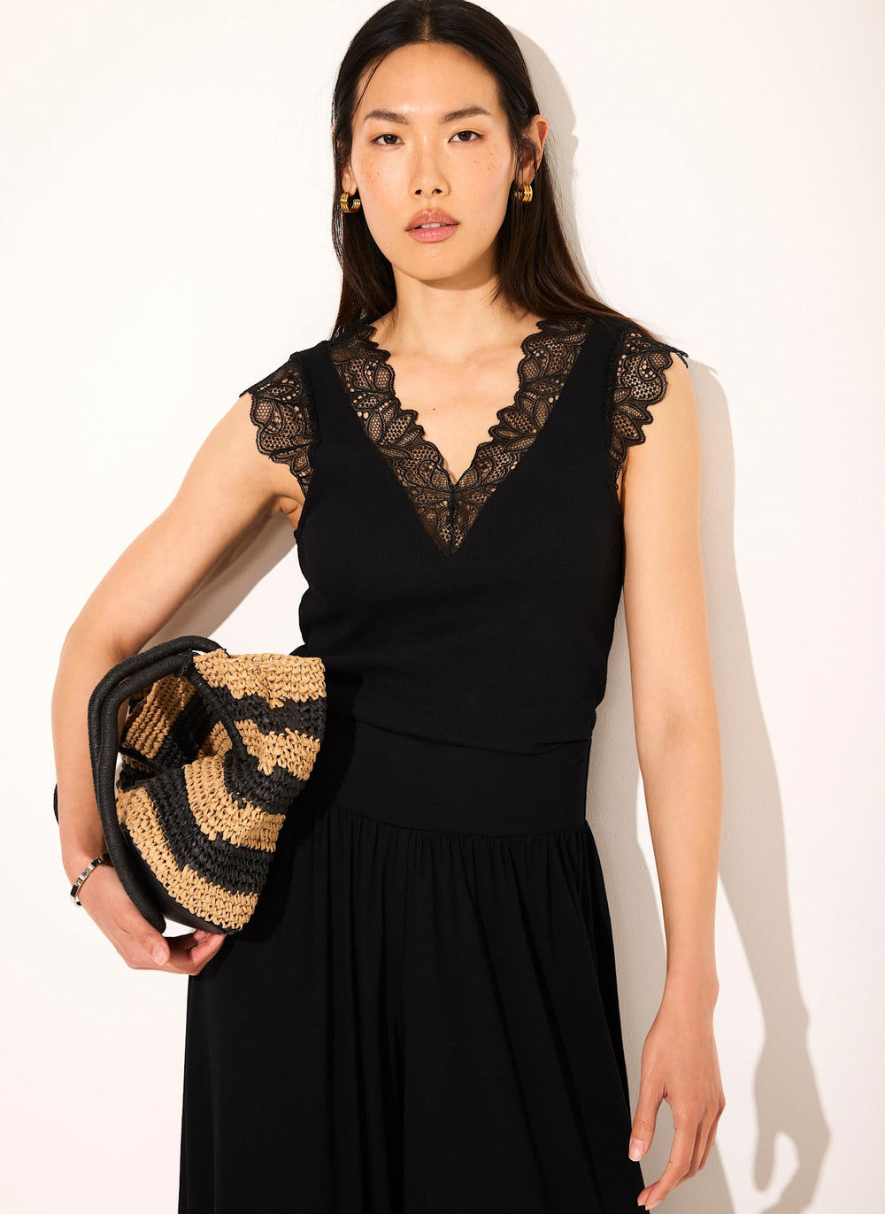 Black Cotton Lace Detail Top – Mint Velvet