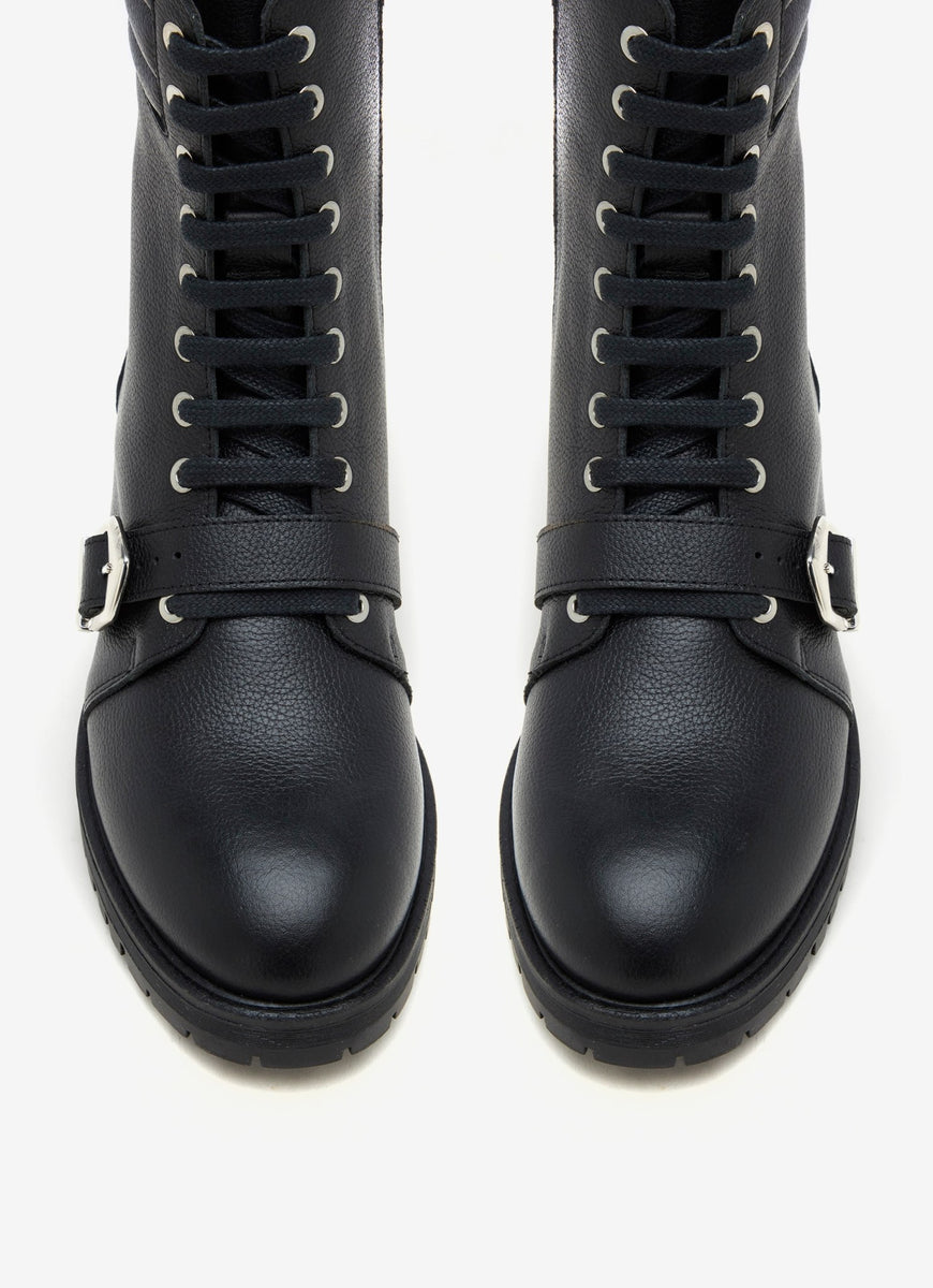 Black Leather Biker Boots – Mint Velvet