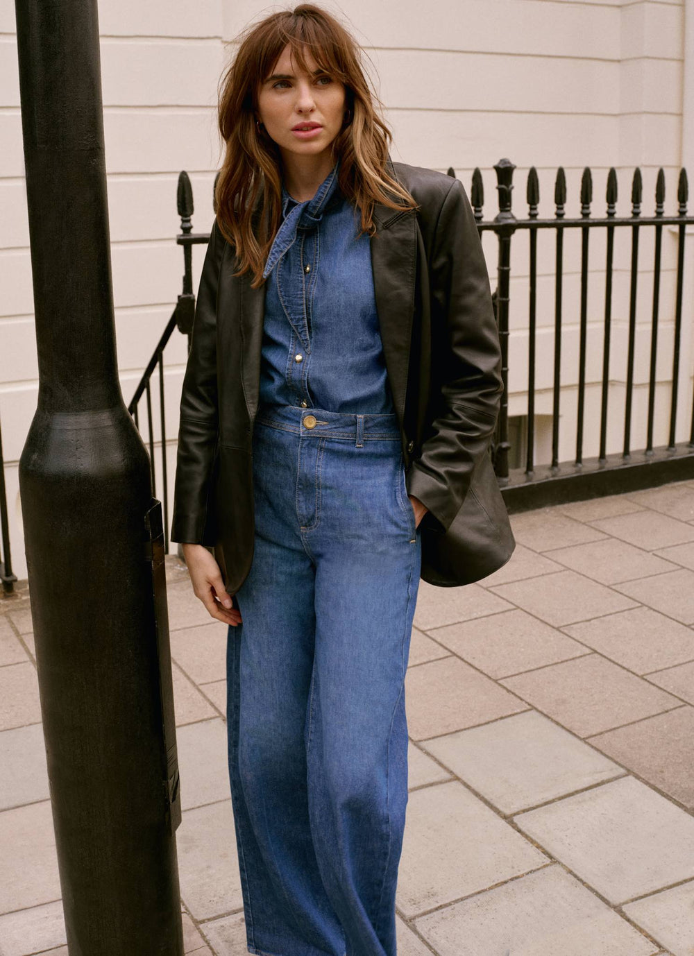 Black Leather Single Breasted Blazer