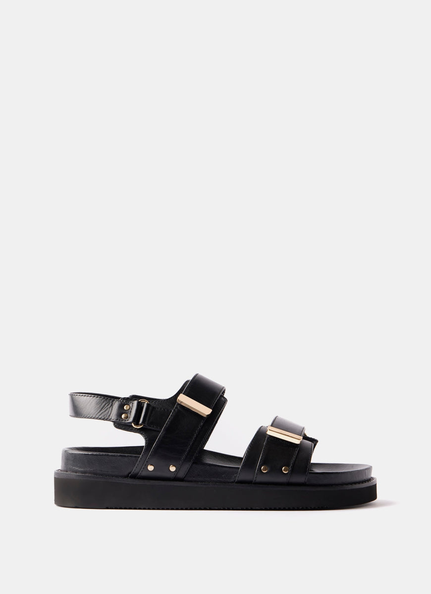 Black Leather Chunky Sandals – Mint Velvet