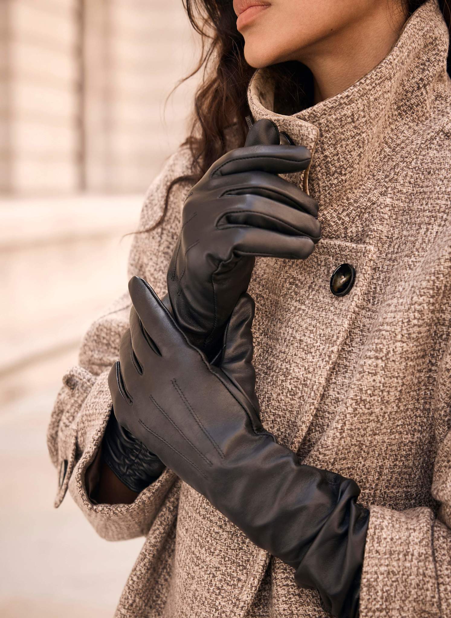 Black Leather Long Gloves – Mint Velvet