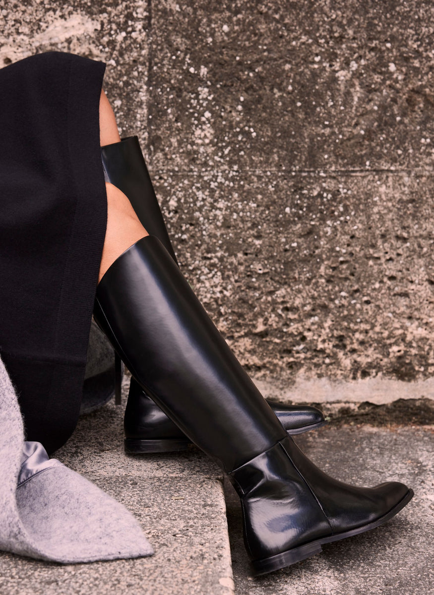 Black Leather Riding Boots – Mint Velvet