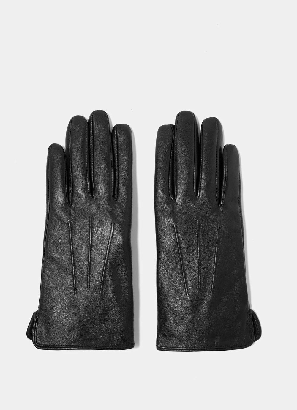 Black Leather Short Gloves