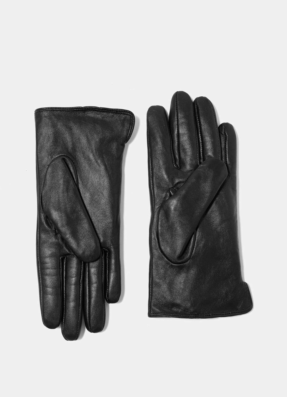 Black Leather Short Gloves
