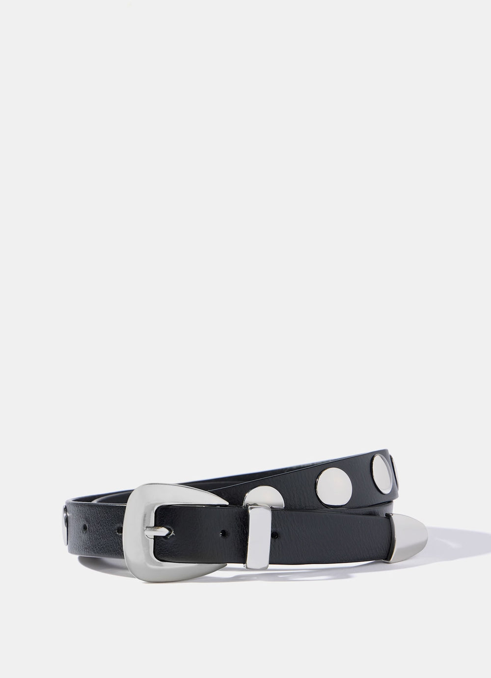 Black Leather Studded Belt