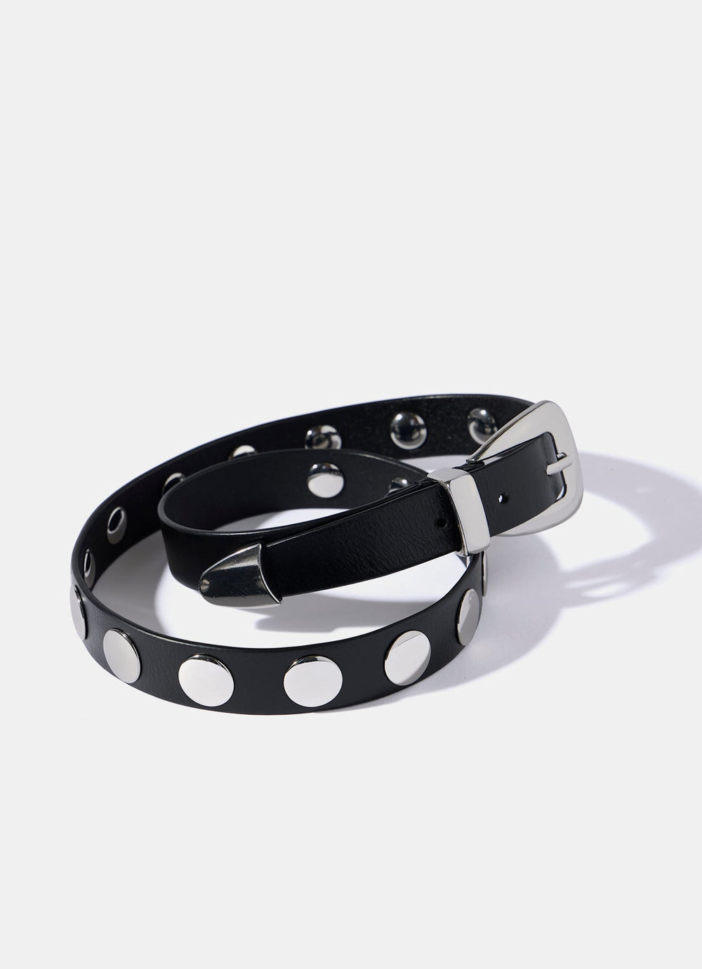 Black Leather Studded Belt