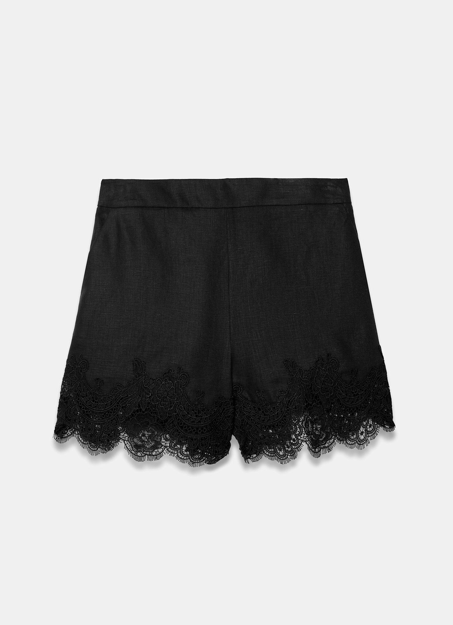 Black Linen Lace Trim Shorts – Mint Velvet