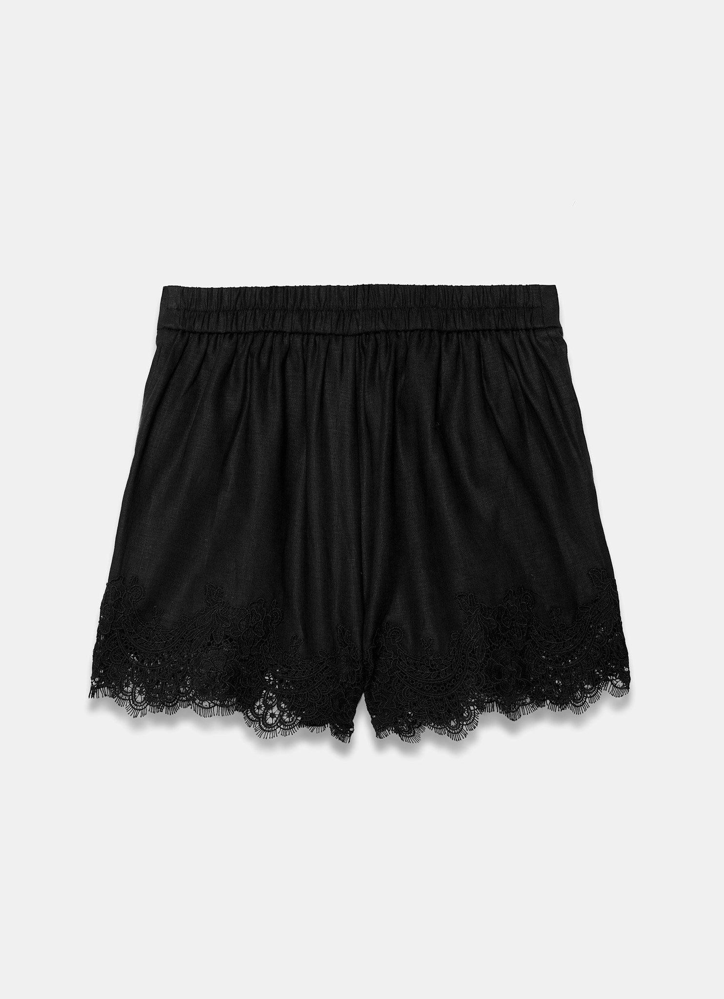 Black Linen Lace Trim Shorts – Mint Velvet
